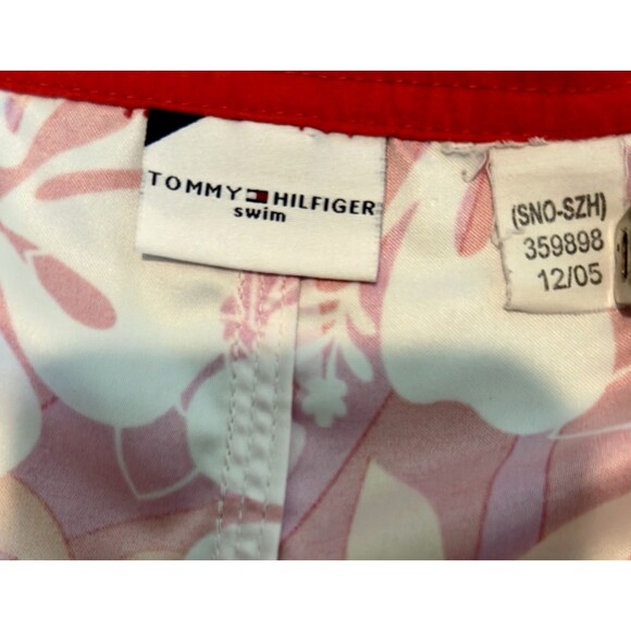 VINTAGE Womens TOMMY HILFIGER Swim Shorts Sz L Red Floral Retro Y2K - Picture 7 of 7